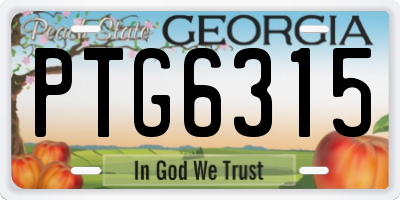 GA license plate PTG6315