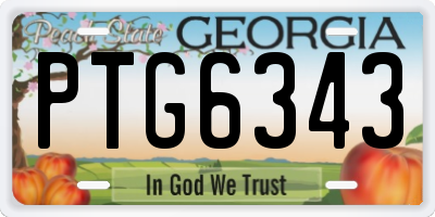 GA license plate PTG6343