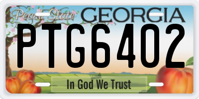 GA license plate PTG6402