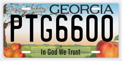 GA license plate PTG6600