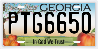 GA license plate PTG6650