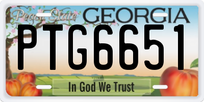 GA license plate PTG6651