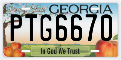 GA license plate PTG6670