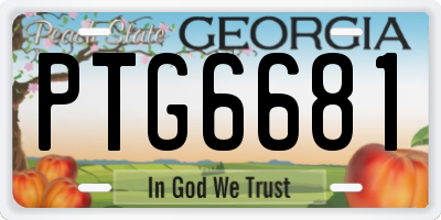 GA license plate PTG6681