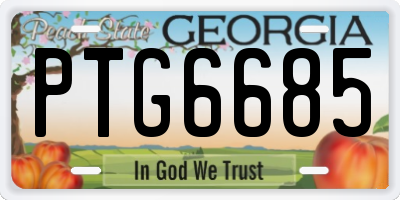 GA license plate PTG6685