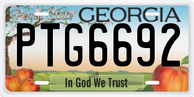 GA license plate PTG6692