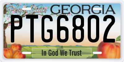GA license plate PTG6802
