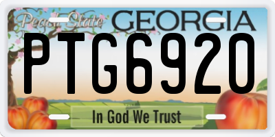 GA license plate PTG6920