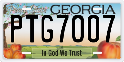 GA license plate PTG7007
