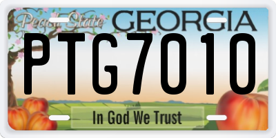 GA license plate PTG7010