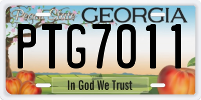 GA license plate PTG7011