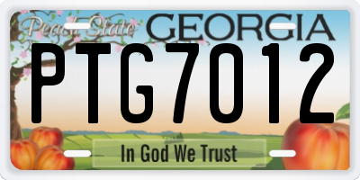 GA license plate PTG7012