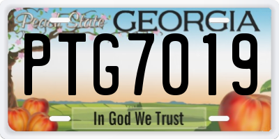GA license plate PTG7019