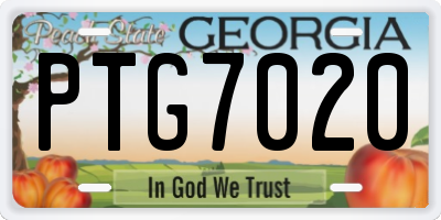 GA license plate PTG7020