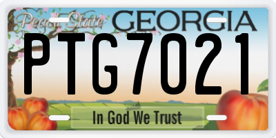 GA license plate PTG7021