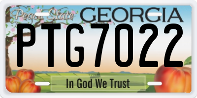 GA license plate PTG7022