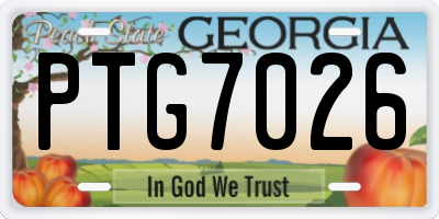 GA license plate PTG7026