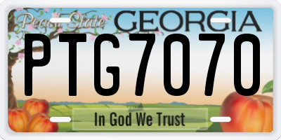 GA license plate PTG7070