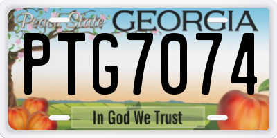 GA license plate PTG7074