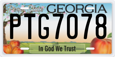 GA license plate PTG7078