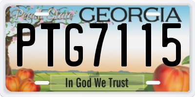 GA license plate PTG7115