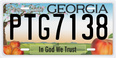 GA license plate PTG7138