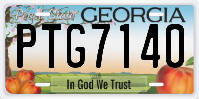 GA license plate PTG7140