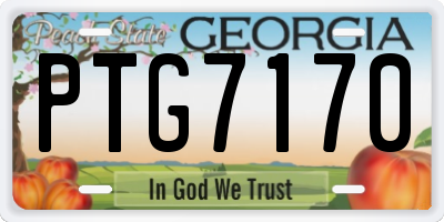 GA license plate PTG7170