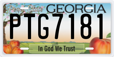 GA license plate PTG7181