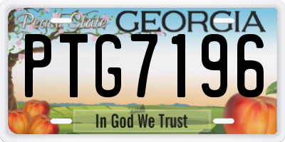 GA license plate PTG7196