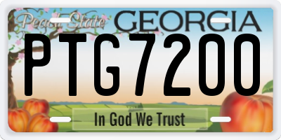 GA license plate PTG7200