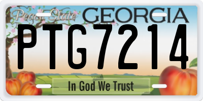 GA license plate PTG7214