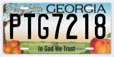 GA license plate PTG7218