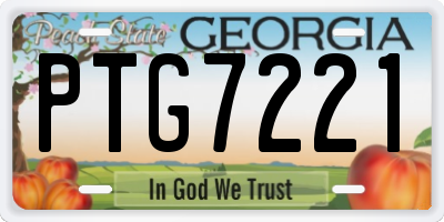 GA license plate PTG7221