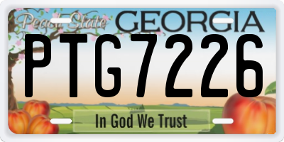 GA license plate PTG7226