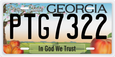 GA license plate PTG7322