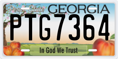 GA license plate PTG7364