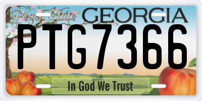 GA license plate PTG7366