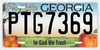 GA license plate PTG7369