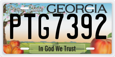 GA license plate PTG7392