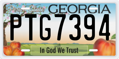 GA license plate PTG7394