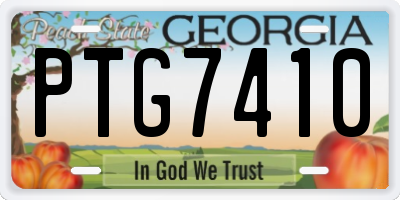 GA license plate PTG7410