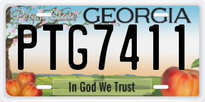 GA license plate PTG7411
