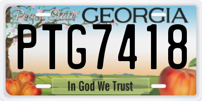 GA license plate PTG7418