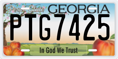 GA license plate PTG7425