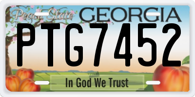 GA license plate PTG7452
