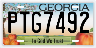 GA license plate PTG7492