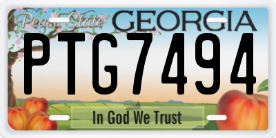 GA license plate PTG7494
