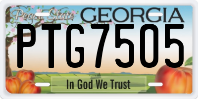 GA license plate PTG7505