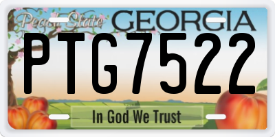 GA license plate PTG7522